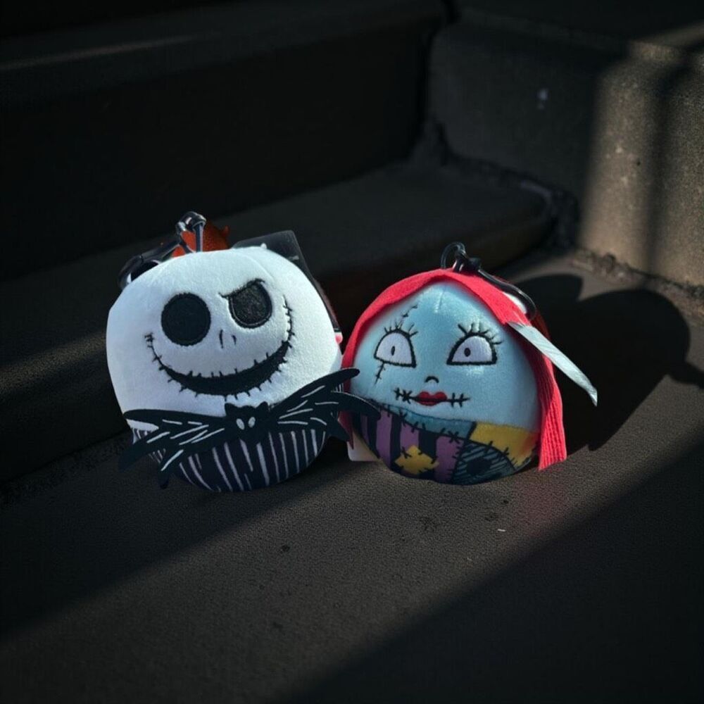 NWT Disney Nightmare Before Christmas Jack & Sally Squishy Clips Plush P44